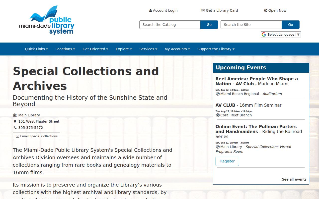 Miami-Dade Public Library System Special Collections page for city directory research