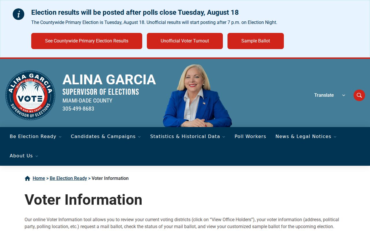 Miami-Dade voter information service for Hialeah Gardens