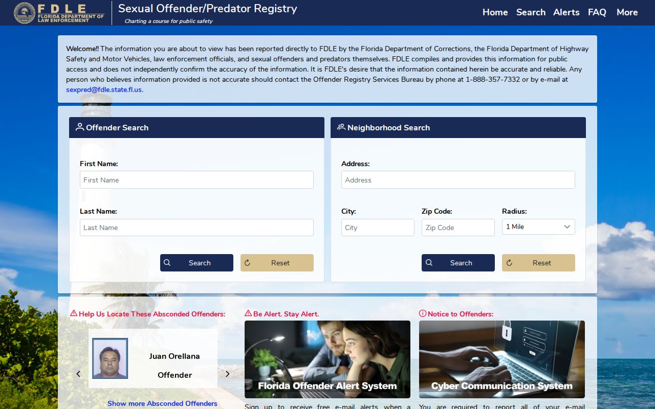 Florida official offender registry search available for a focused Hialeah Gardens neighbor safety question