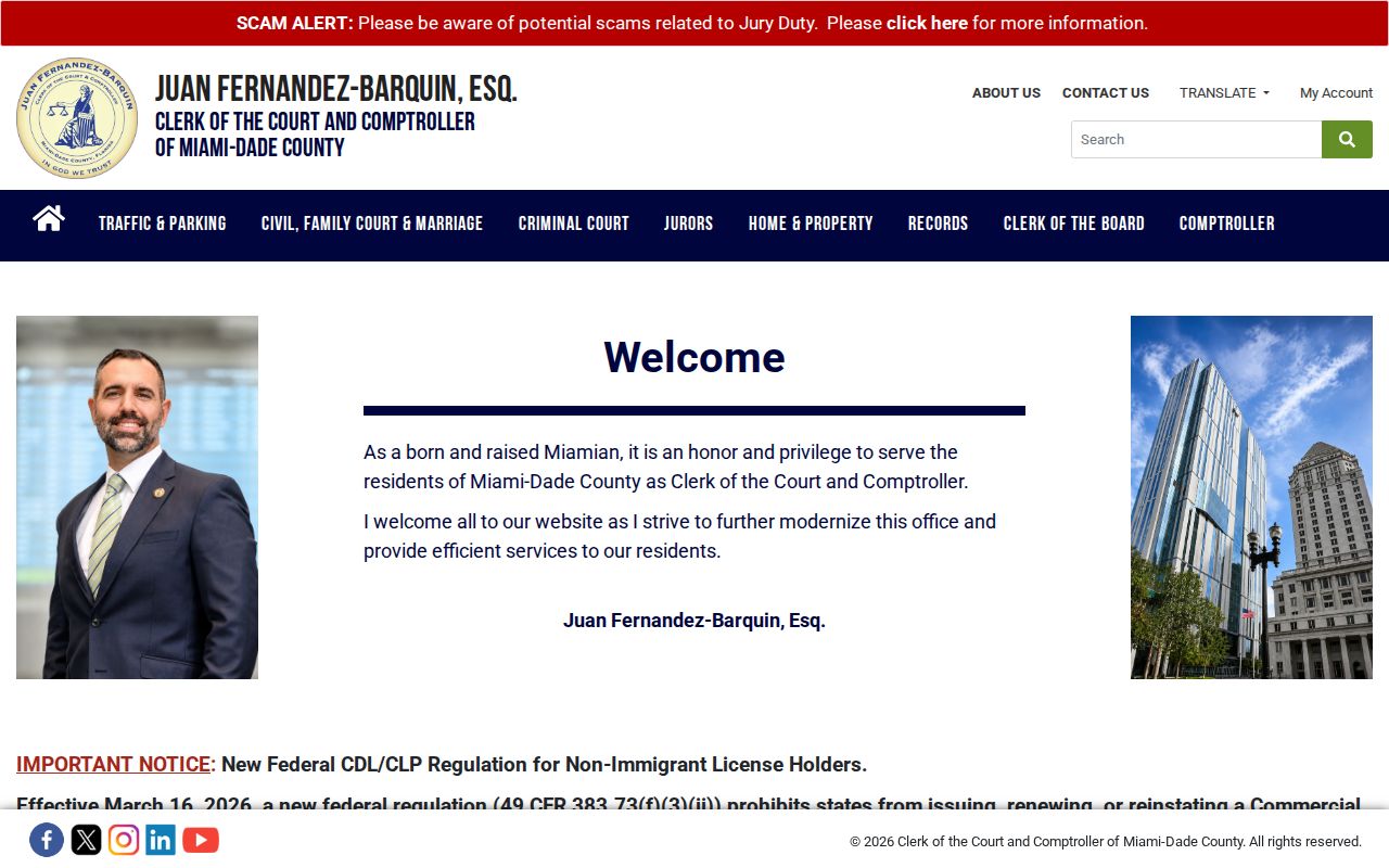 Miami-Dade Clerk records gateway used for a Hialeah Gardens resident lookup