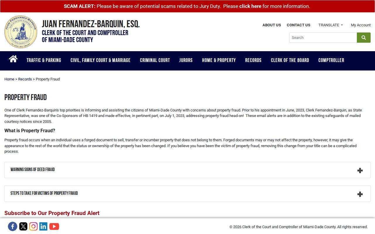 Hialeah Gardens street directory property fraud record alert